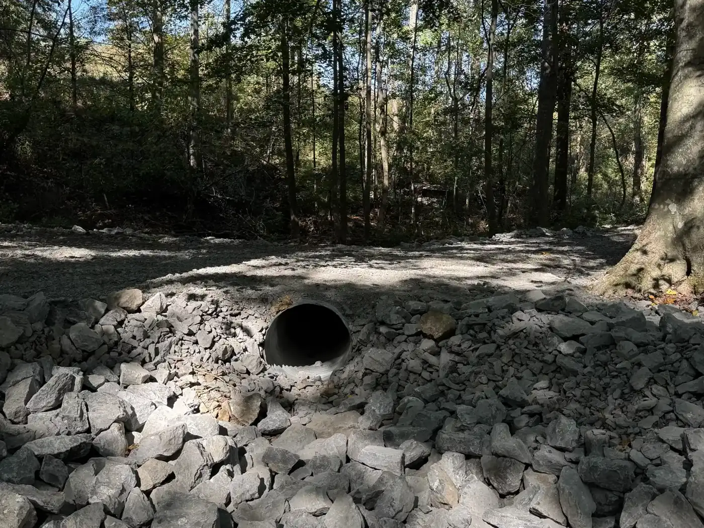 After – new culvert and rock headwall
